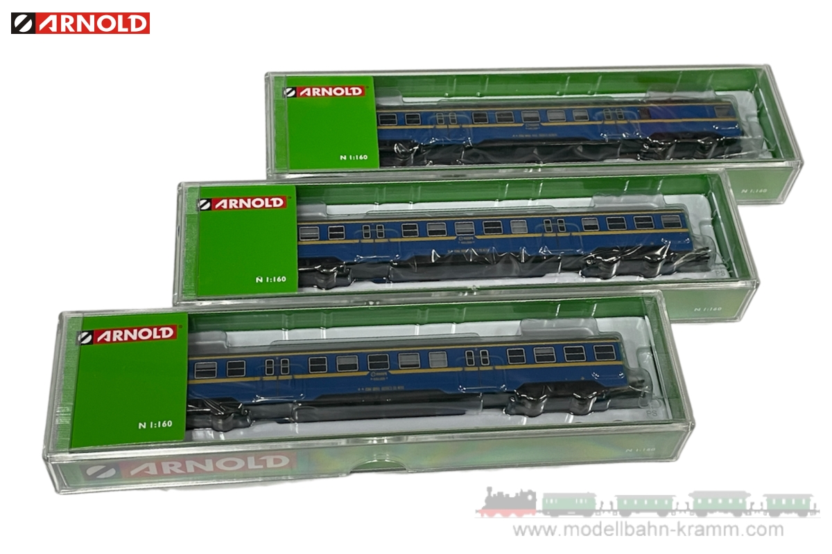 Arnold 2506S, EAN 8425420812231: RENFE, 3-unit EMU class UT 440, high front windows, blue/yellow li
