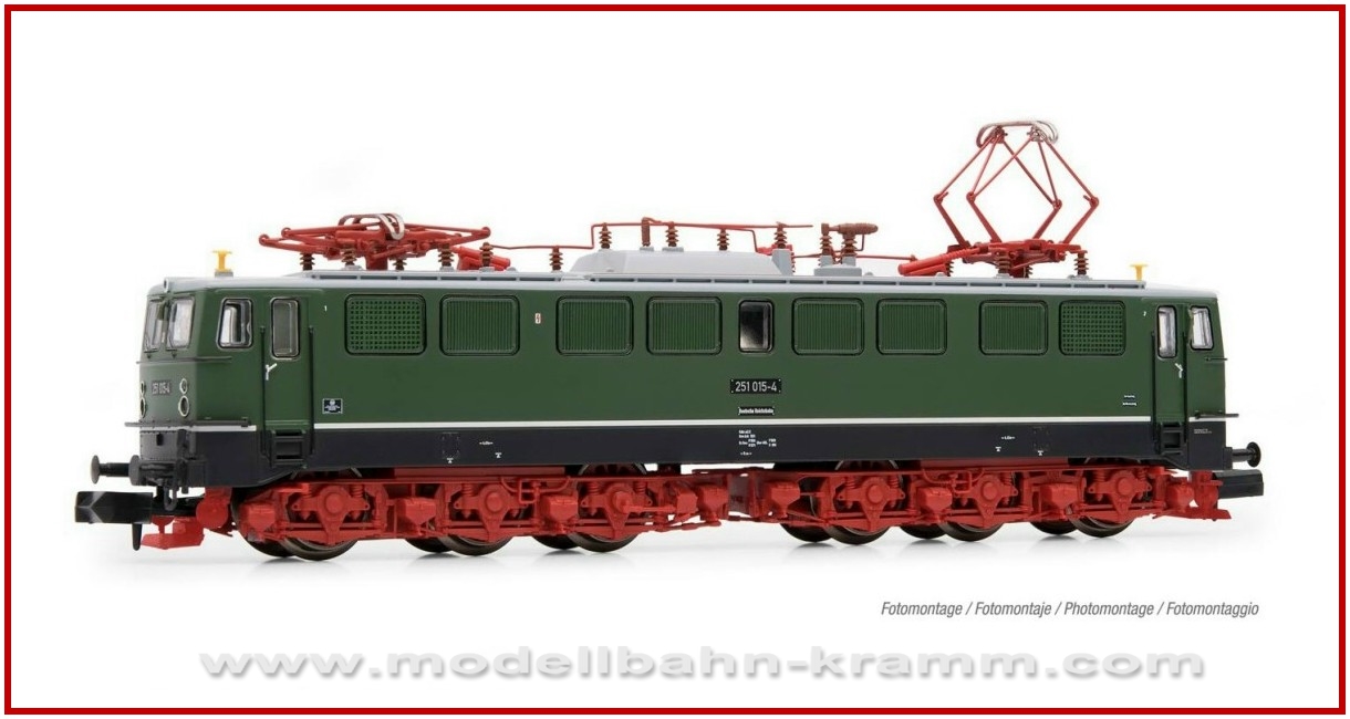 Arnold 2525D, EAN 5055286682230: DR, electric locomotive class 251, green livery with red chassis,