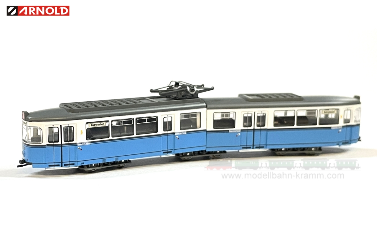 Arnold 2529D, EAN 5055286683398: Tram, DUEWAG GT6, Heidelberg, blue white livery, period IV, with D