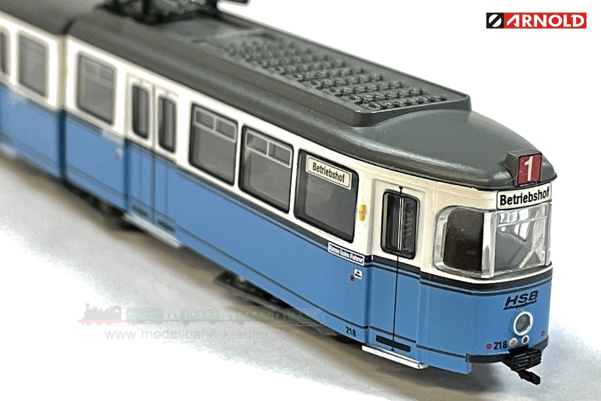 Arnold 2529D, EAN 5055286683398: Tram, DUEWAG GT6, Heidelberg, blue white livery, period IV, with D
