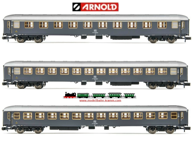 Arnold 4316, EAN 8425420813351: N Set Reisezugwagen 3-teilig der FS
