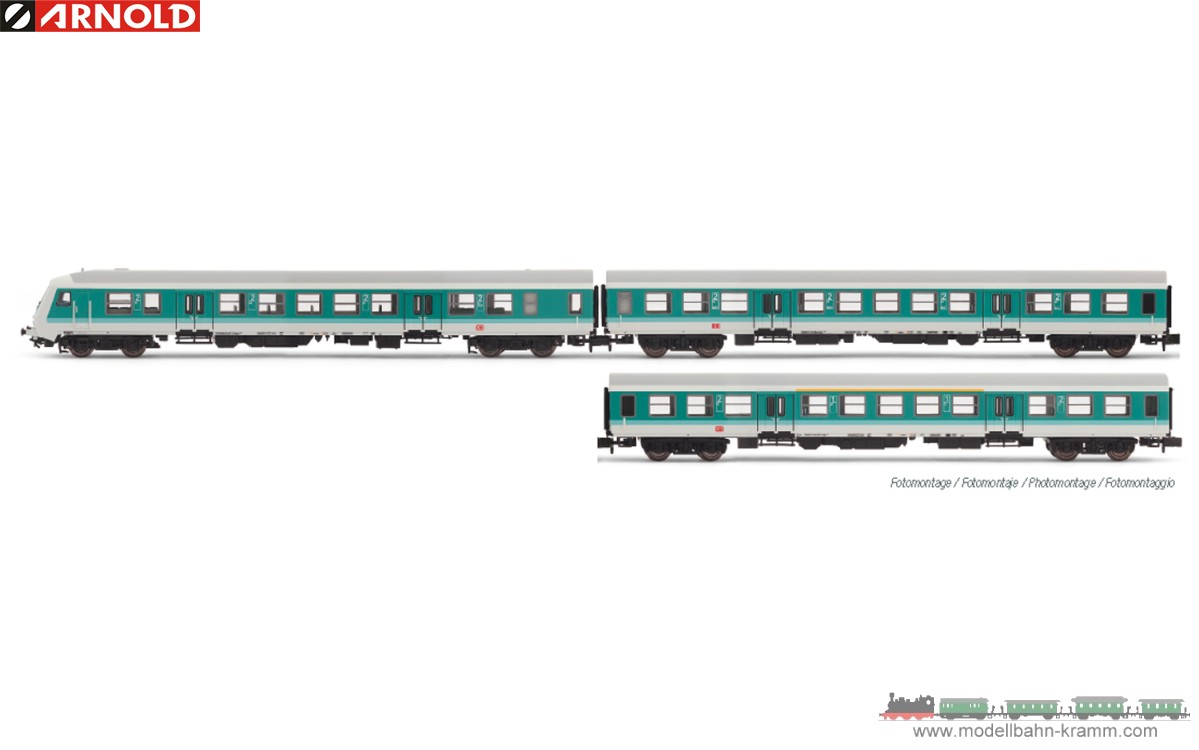 Arnold 4366, EAN 5055286683985: N Set Nahverkehrswagen 3-teilig der DB AG