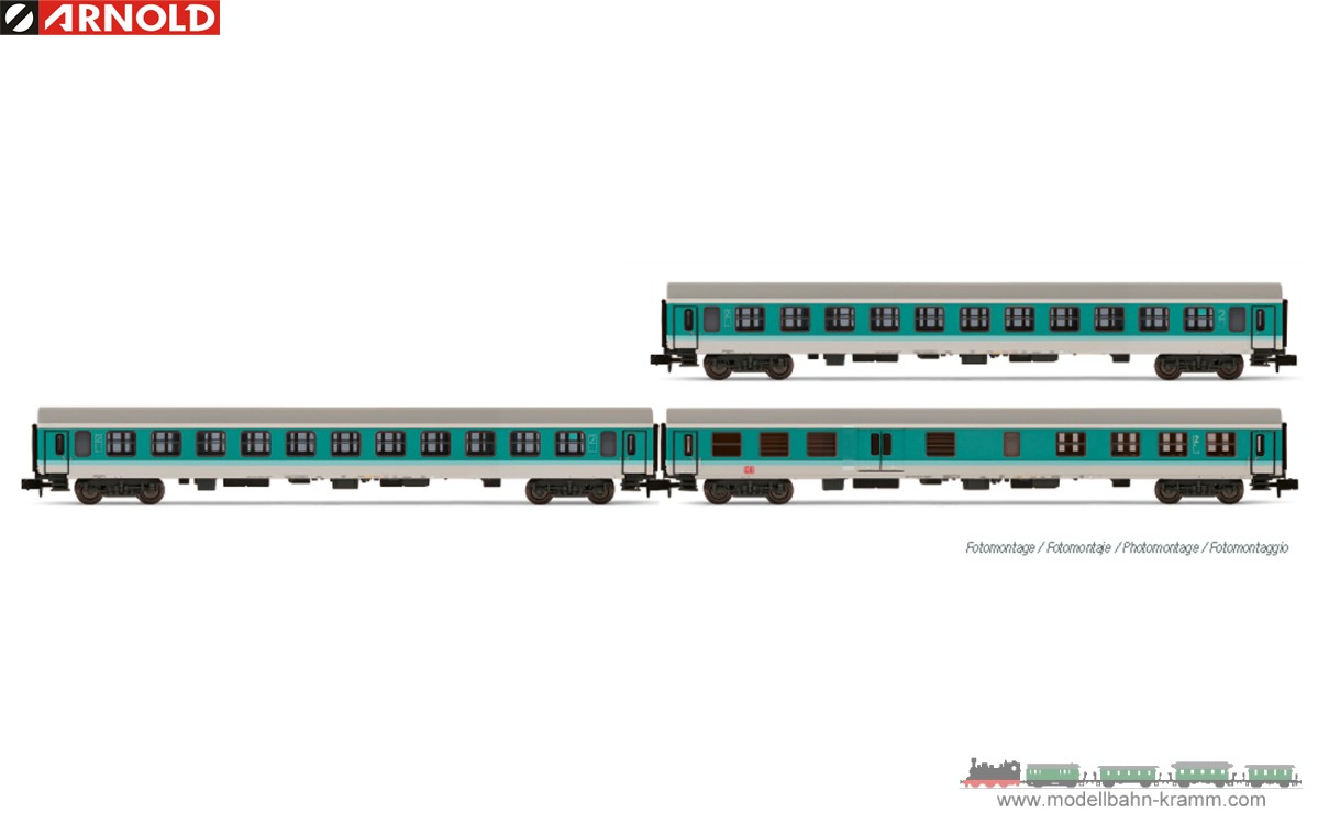 Arnold 4367, EAN 5055286683992: N Set Nahverkehrswagen 3-teilig der DB Ag