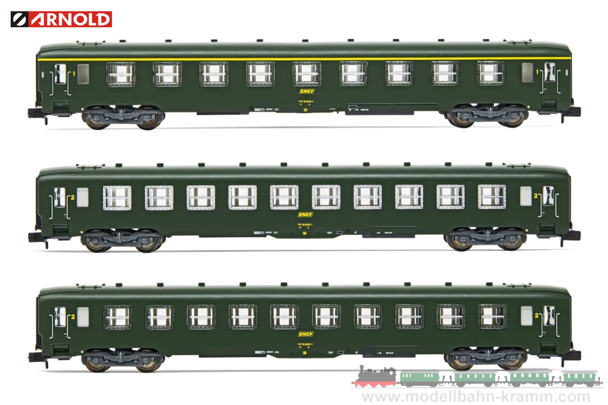 Arnold 4385, EAN 5055286698231: N Set Reisezugwagen DEV AO 3-teilig SNCF