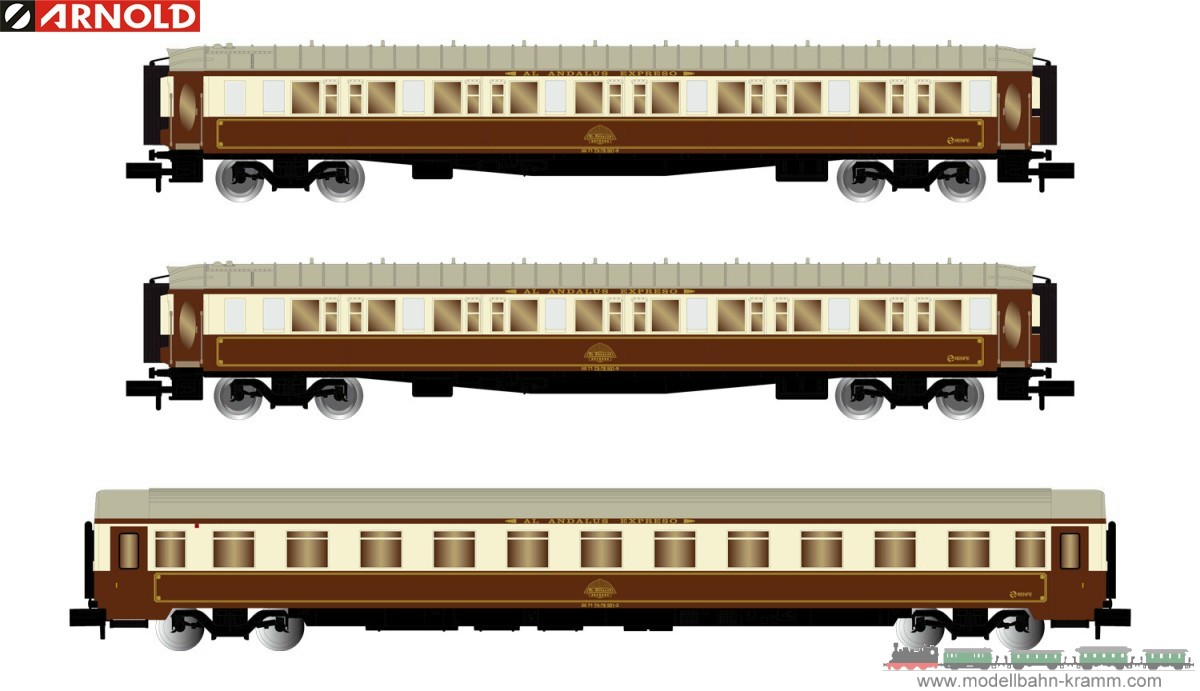 Arnold 4397, EAN 5055286698408: N Set Reisezugwagen Al-Andalus 3-teilig RENFE