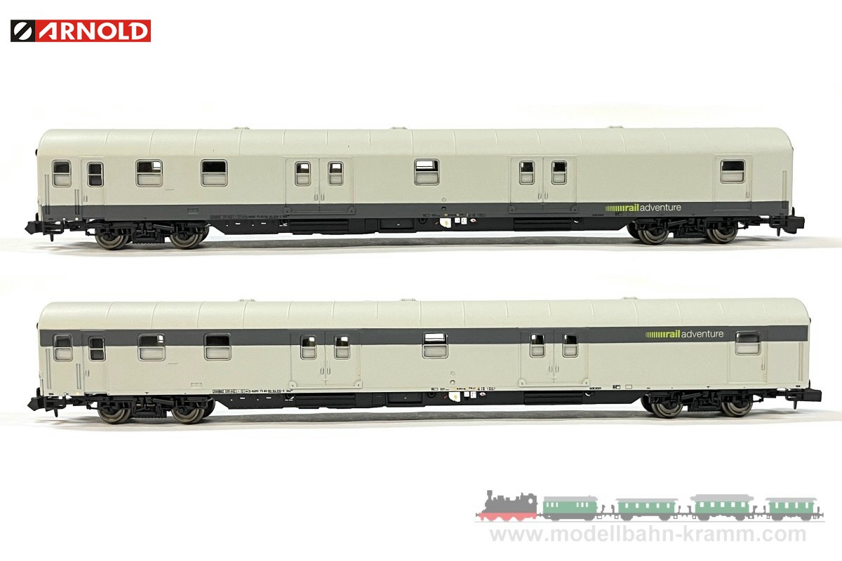 Arnold 4419, EAN 5055286703812: N Set Kuppelwagen 2-teilig RailAdventure