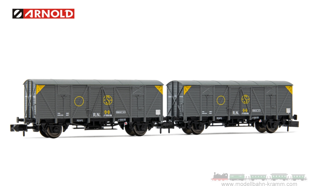 Arnold 6482, EAN 8425420812903: N Set gedeckter Güterwagen 2-teilig der R.N.