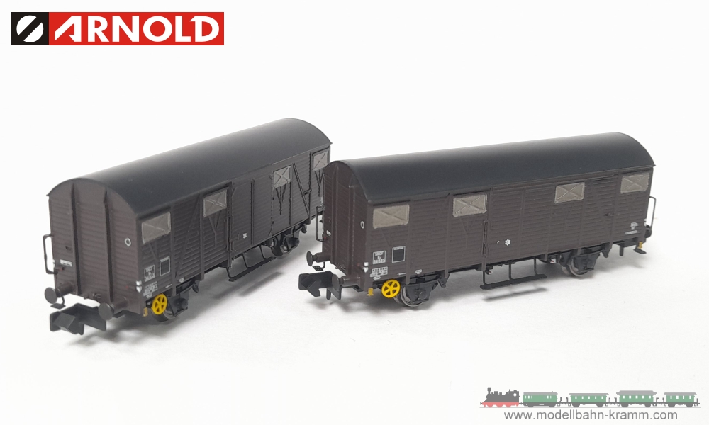 Arnold 6514, EAN 5055286684258: N Set gedeckter Güterwagen 2-teilig der SNCF
