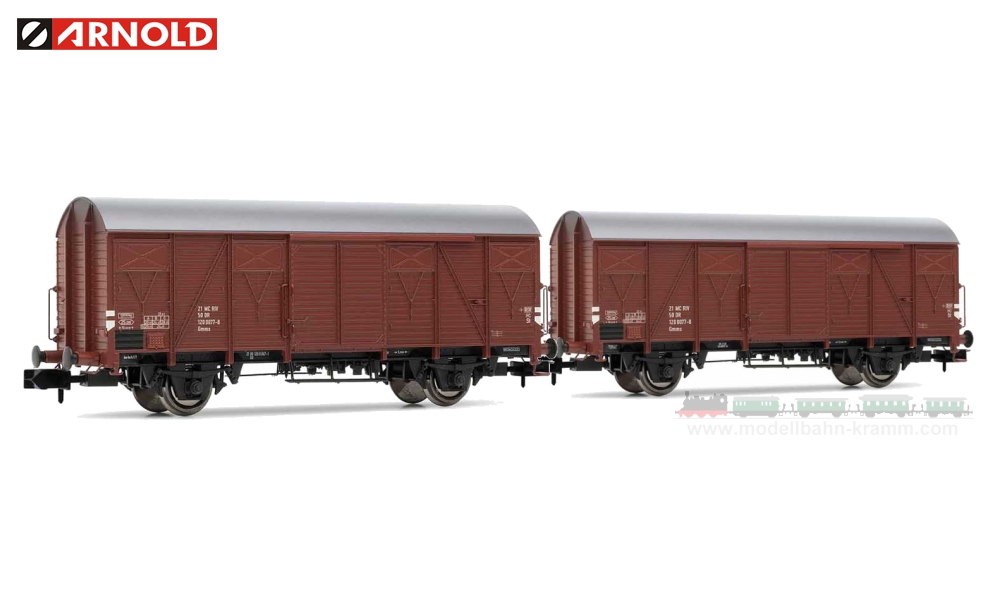 Arnold 6521, EAN 5055286684371: N Set gedeckter Güterwagen 2-teilig der DR