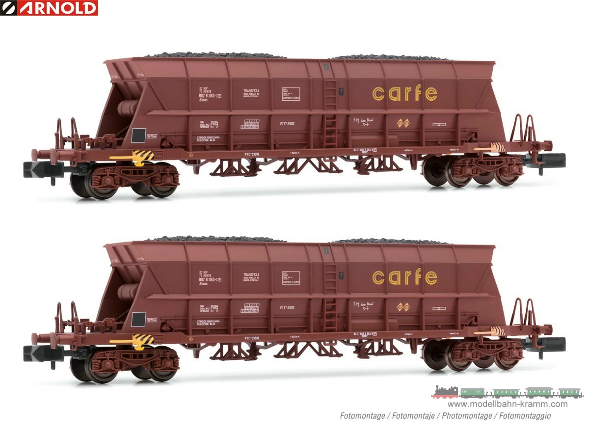 Arnold 6551, EAN 5055286698460: N Set Selbstentladewagen Faoos 2-teilig RENFE