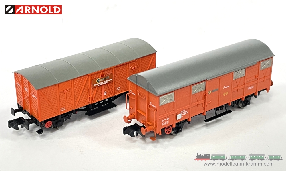 Arnold 6555, EAN 5055286698873: N Set gedeckte Güterwagen J-300.000/J2 2-teilig RENFE