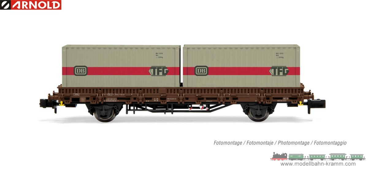 Arnold 6566, EAN 5055286702051: N Flachwagen Kls DB, beladen mit Container DB