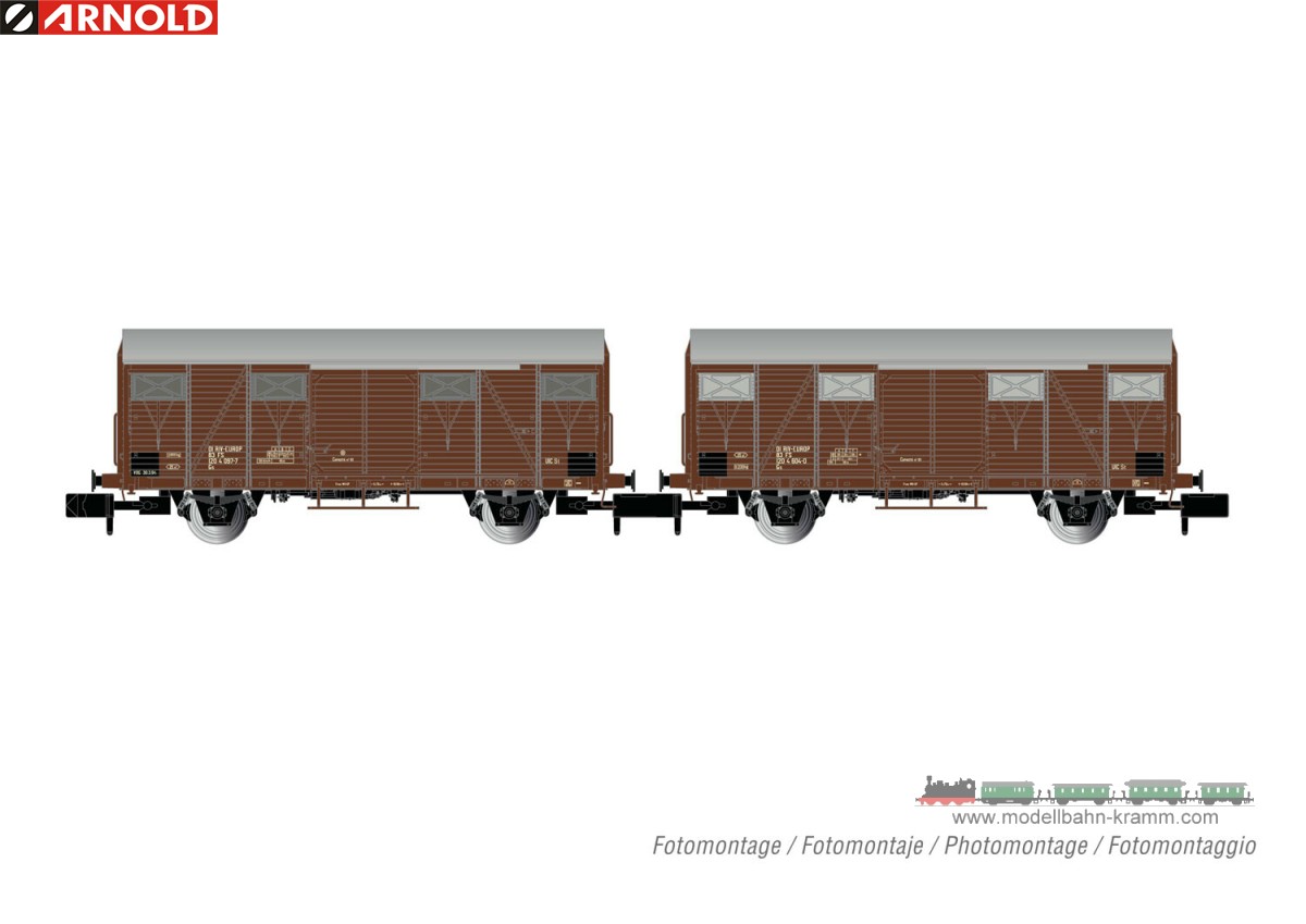 Arnold 6574, EAN 5055286702167: N 2er Set gedeckte Güterwagen Gs FS