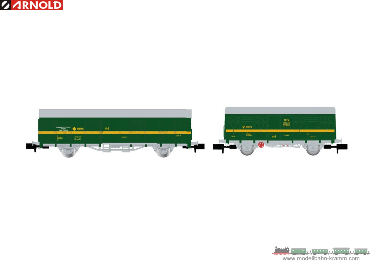 N 2er Set Gedeckte Güterwagen Tren Taller Oviedo RENFE