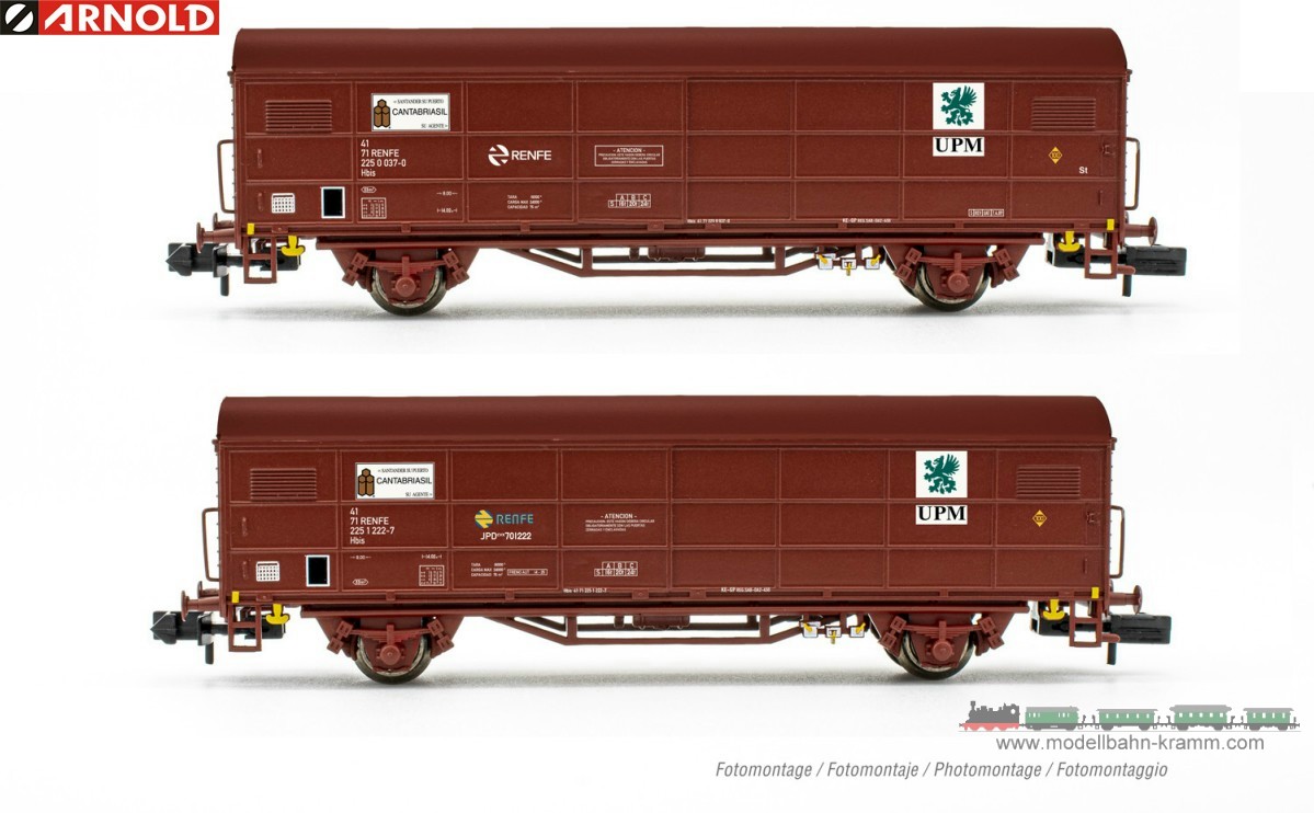 Arnold 6578, EAN 5055286702204: N Set gedeckte Güterwagen JPD 2-teilig RENFE