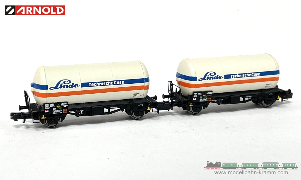 Arnold 6603, EAN 5055286698798: N Set Gaskesselwagen Linde 2-teilig DB