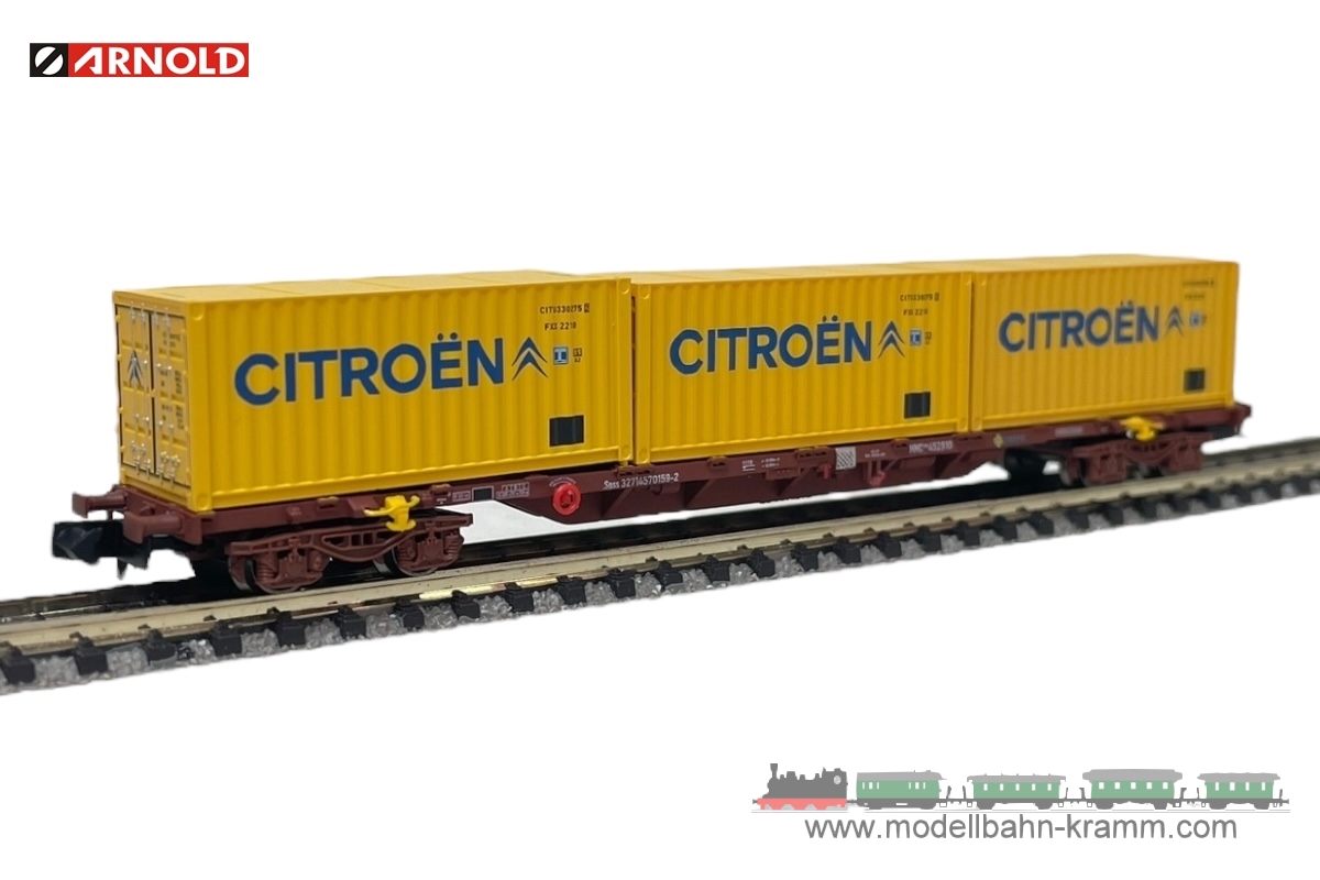 Arnold 6652, EAN 5063129015893: N Flachwagen mit Container Citroen RENFE