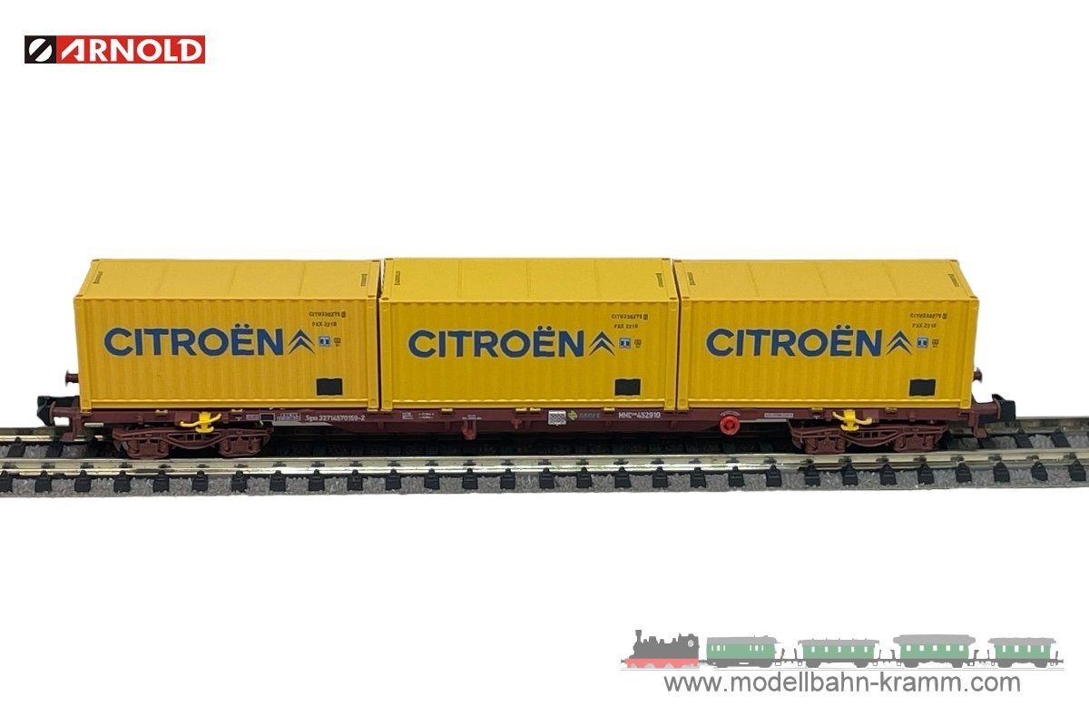 Arnold 6652, EAN 5063129015893: N Flachwagen mit Container Citroen RENFE