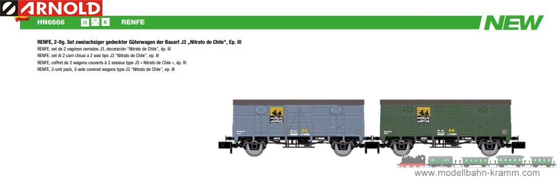 N RENFE  2tlg. gedeckter Güterwagen III