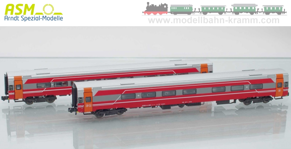 Arndt Spezial-Modelle 18002, EAN 2000075426246: Set 2x Expresszugwagen 1 +2 Kl. mit Kinderabteil, nach Modernisierung, NSB