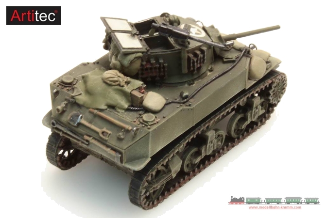 Artitec 387.118, EAN 8718692487482: H0 Panzer M5A1 mit Heckenschneider UK/US Fertigmodell