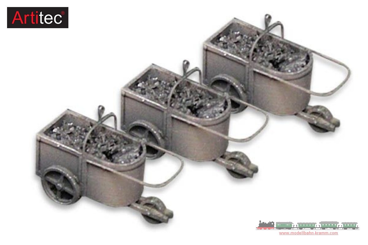 Artitec 387.144, EAN 8718719410059: H0 3er Set Kohlenhunten für Kohlenkran Fertigmodell