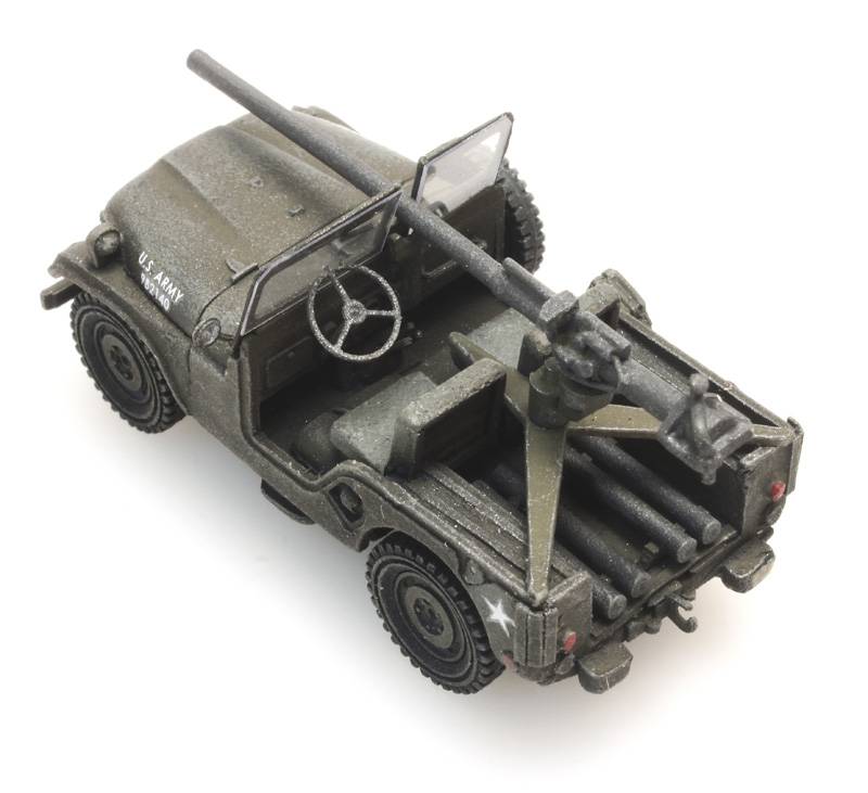 Artitec 387.307, EAN 8719214081225: H0 US Army M38 Jeep + 106mm AT Gun Fertigmodell