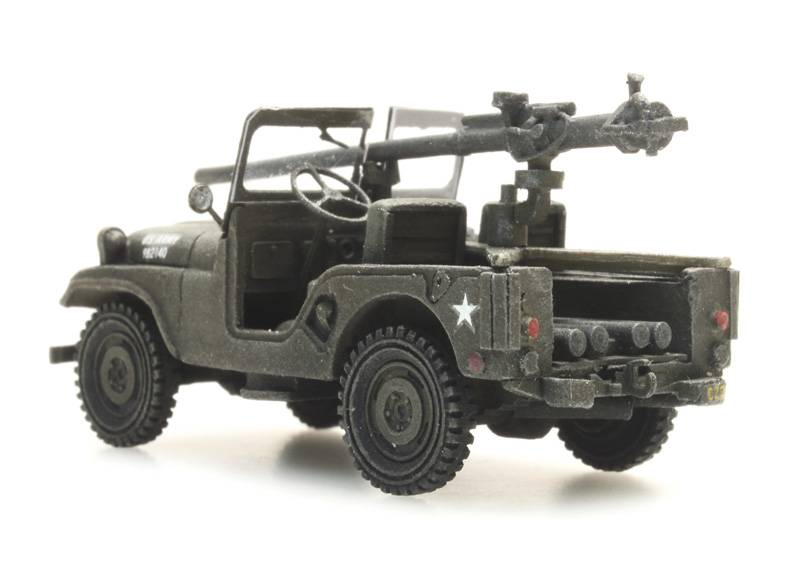 Artitec 387.307, EAN 8719214081225: H0 US Army M38 Jeep + 106mm AT Gun Fertigmodell