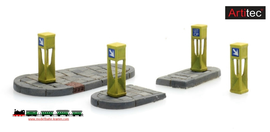 Artitec 387.457, EAN 8720168700148: H0 Verkehrspoller (4x) und Verkehrsinseln (2x) Fertigmodell