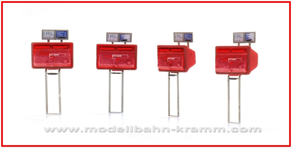 Artitec 387.476, EAN 8720168700292: H0 4x rote Briefkästen Fertigmodell