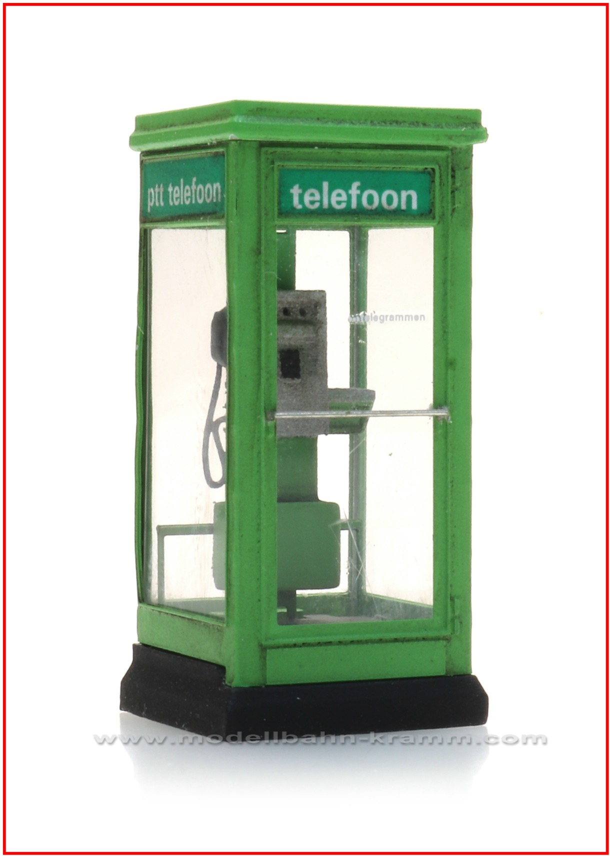 Artitec 387.484, EAN 8720168701848: H0 Telefonzelle PTT-Grün 80-90er Jahre Fertigmodell