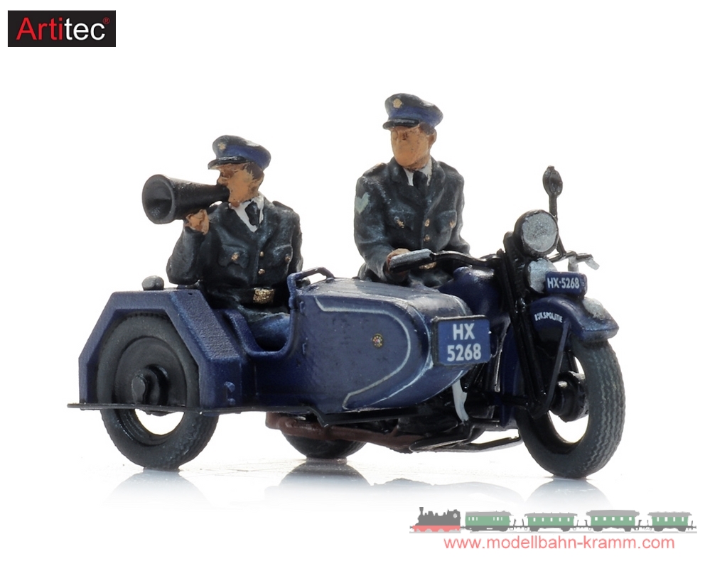Artitec 387.580, EAN 8720168707222: H0 Reichspolizeimotorrad mit Beiwagen und 2 Figuren, Fertigmodell