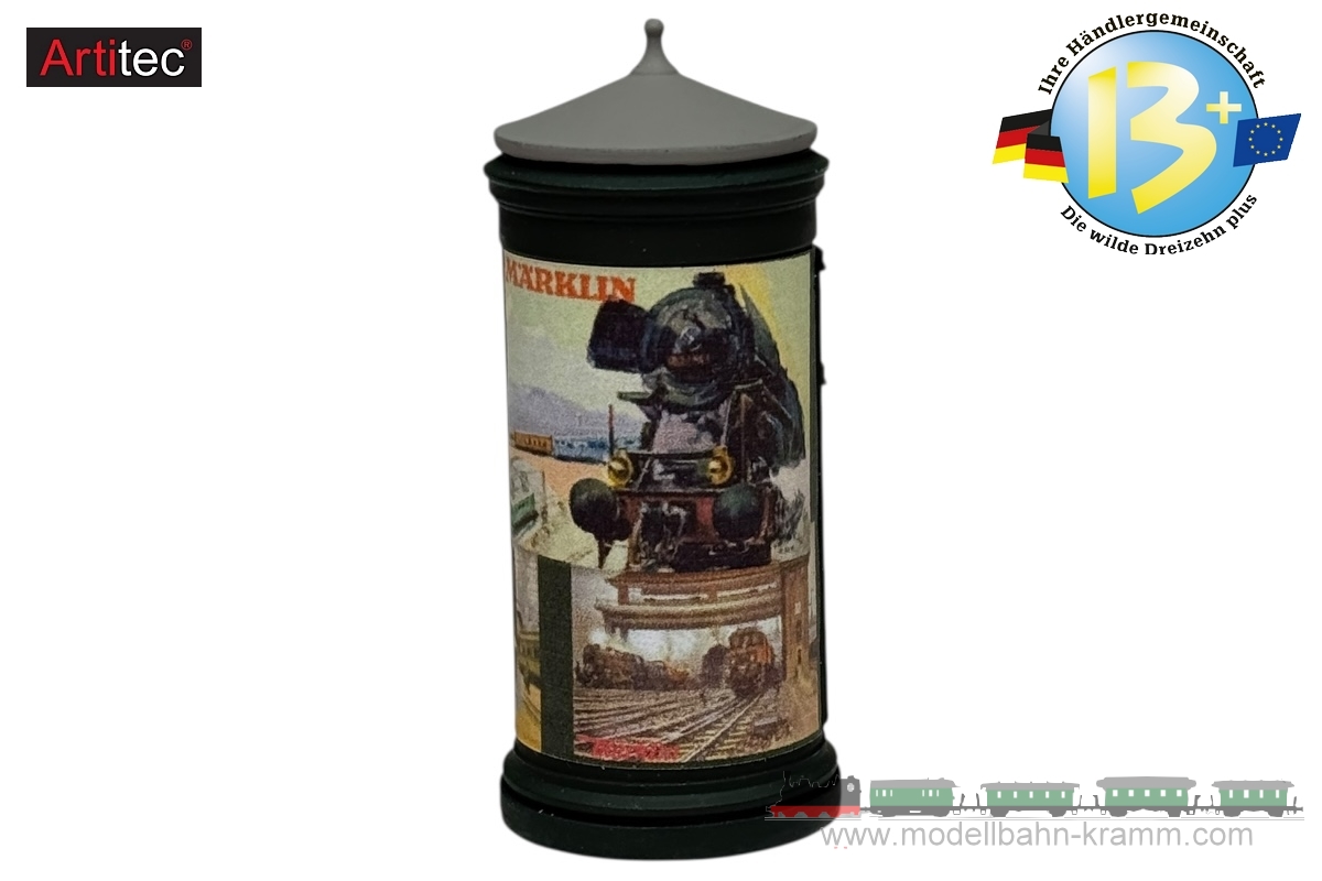 Artitec 387.635, EAN 8721098320895: H0 runde Plakatsäule/Litfaßsäule, Fertigmodell