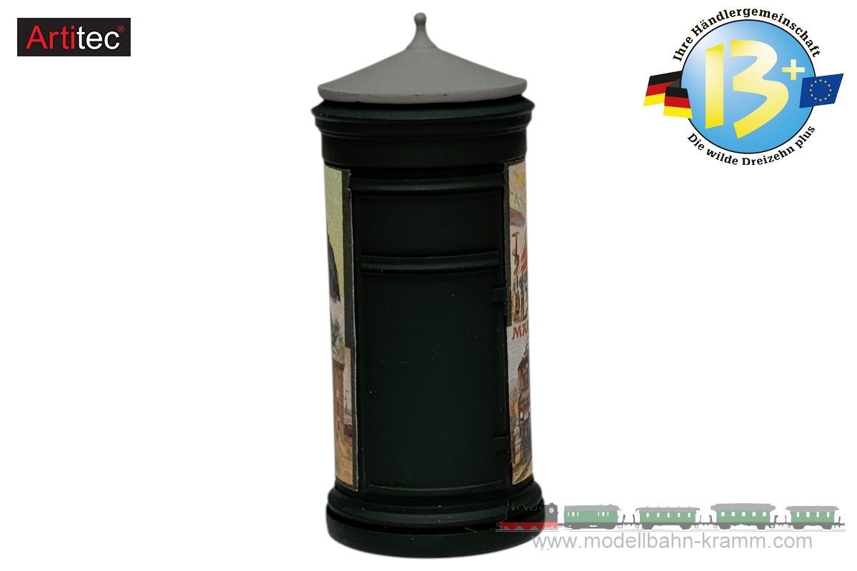 Artitec 387.635, EAN 8721098320895: H0 runde Plakatsäule/Litfaßsäule, Fertigmodell