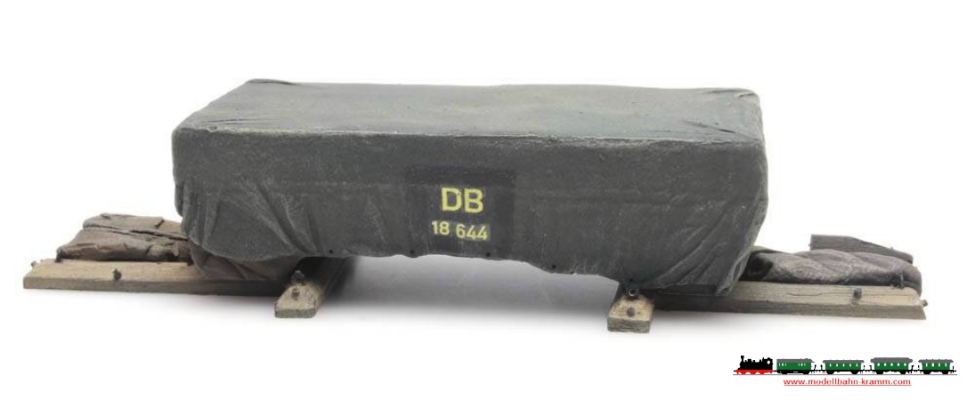 Artitec 487.801.58, EAN 8719214083328: H0 Ladegut Transportkiste mit Holzgestell unter grauer DB Plane Fertigmodell