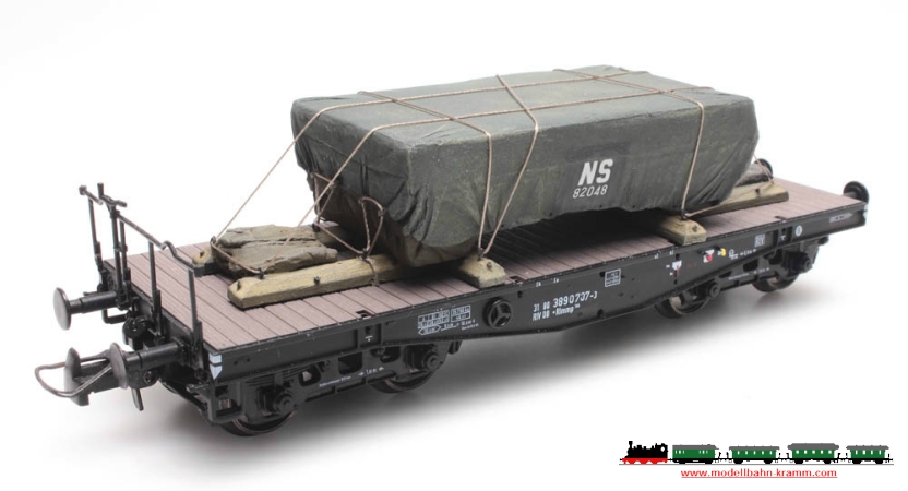 Artitec 487.801.67, EAN 8719214084257: H0 Ladegut Transportkiste mit Holzgestell unter grauer Plane NS Fertigmodell