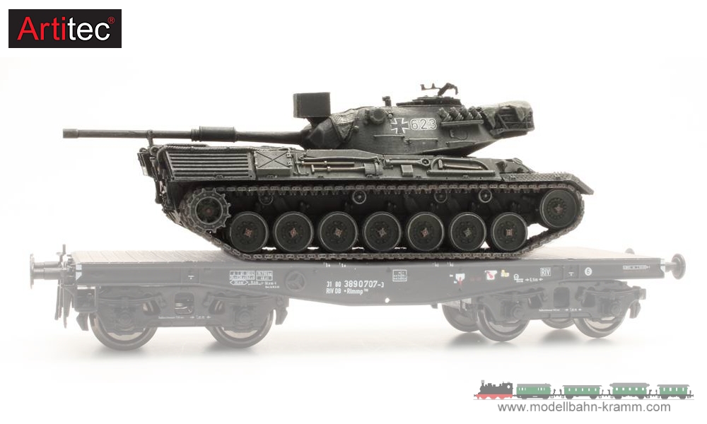Artitec 6870049, EAN 8718719416341: H0 Leopard 1 gelboliv Eisenbahntransport, Fertigmodell