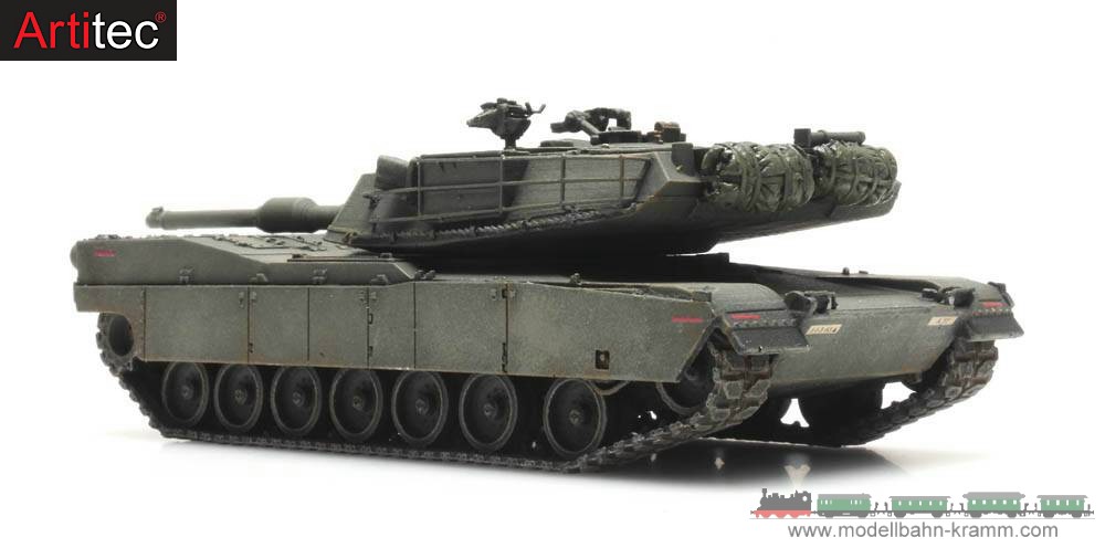 Artitec 6870138, EAN 8718719419991: H0 US Army M1 Abrams grün Eisenbahntransport Fertigmodell
