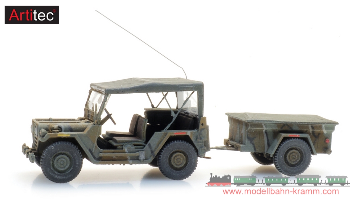 Artitec 6870568, EAN 8720168705679: H0 US M151 jeep + M416 trailer MERDC, Fertigmodell