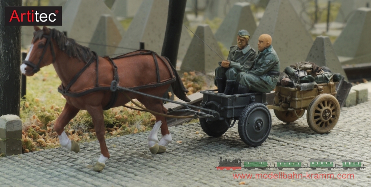 Artitec 6870736, EAN 8720168709684: H0 Infanteriekarren mit Pferd + 2 Figuren, Fertigmodell