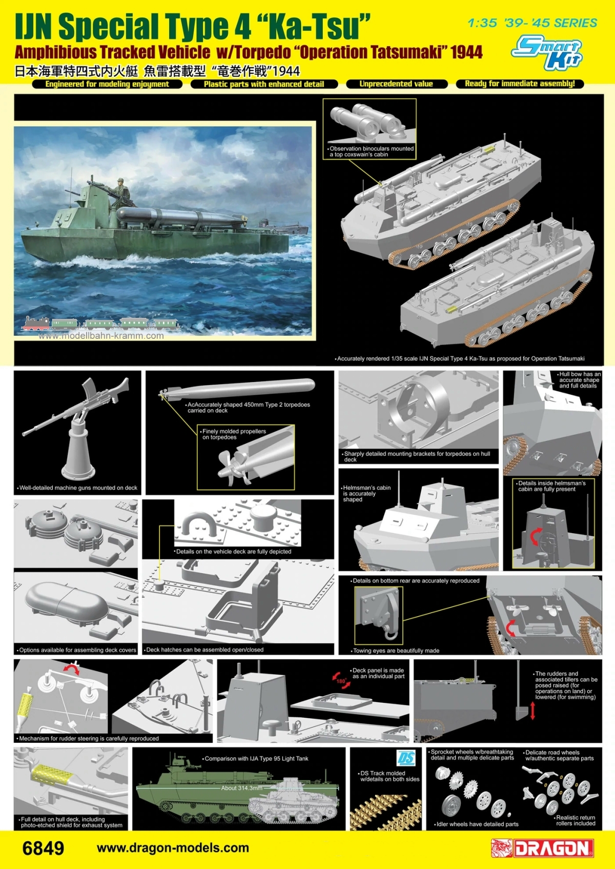 Dragon 500776849, EAN 89195868497: 1:35 Kit IJN Special Type 4 Ka-Tsu with torpedo insert Tatsumaki