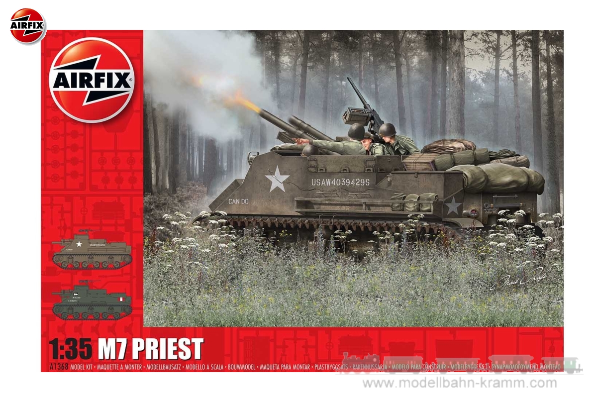 Airfix 01368, EAN 5055286672033: 1:35 Scale Kit, M7 Priest Howitzer