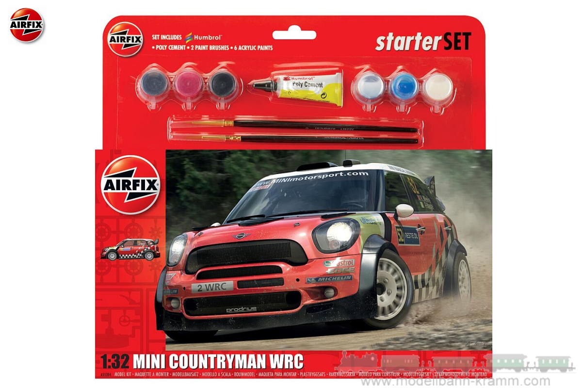 Airfix 55304, EAN 5014429553042: 1:32 Bausatz Mini Countryman WRC Starter Set