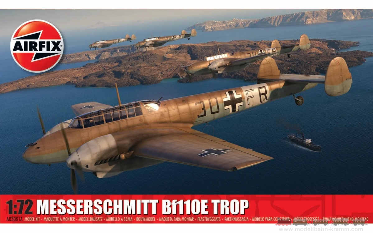 Airfix A03081A, EAN 5063129001575: 1/72 Messerschmitt Bf110E/E-2 TROP