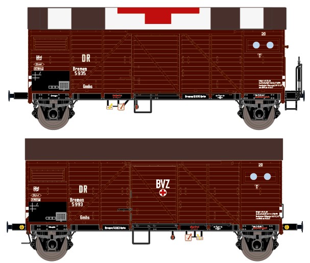 Exact-train 23606 DRB DRK gedeckter Güterwagen-Set Ep.2