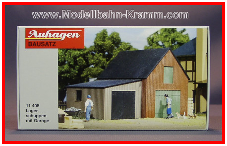 Auhagen 11408, EAN 4013285114085: H0 Lagerschuppen mit Garage