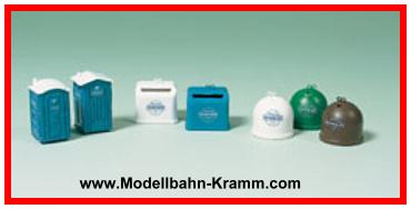Auhagen 42593, EAN 4013285425938: H0 Mobiltoiletten, Recycling-Container