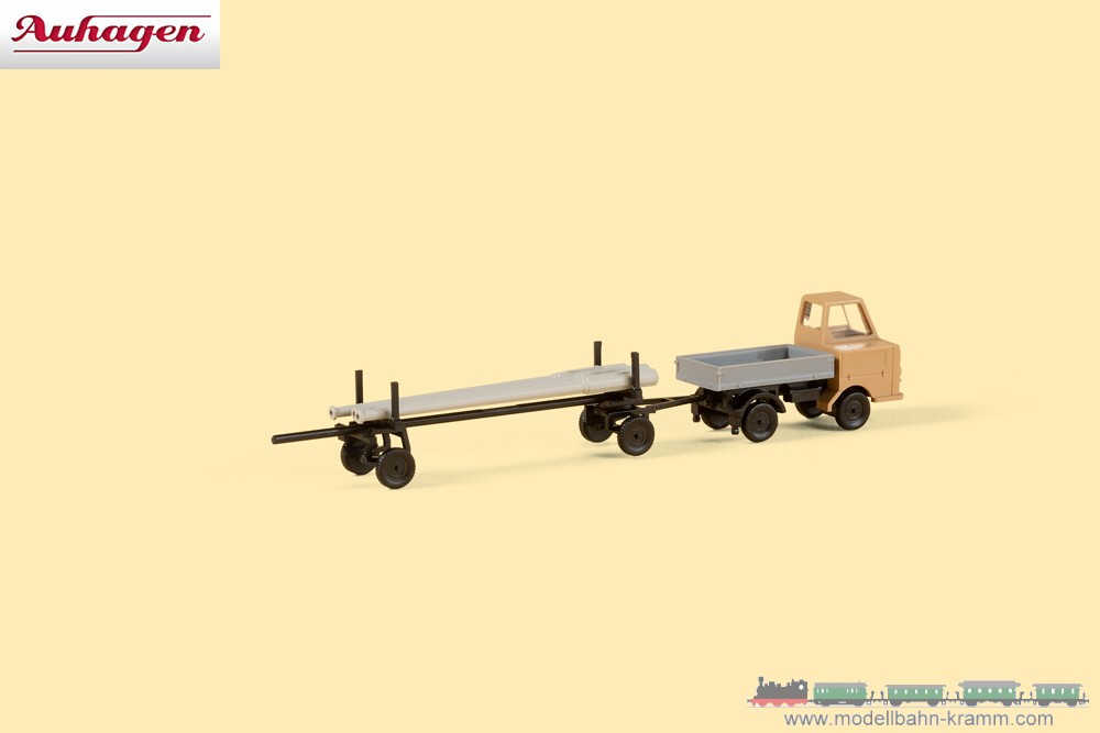 Auhagen 44658, EAN 4013285446582: Multicar M22 flatbed with long-goods trailer