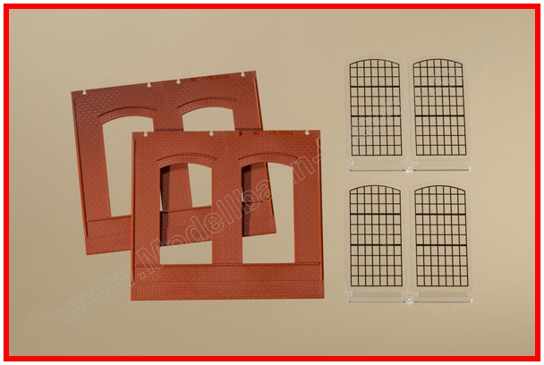 Auhagen 80503, EAN 4013285805037: H0 Wände 2325A rot, Industriefenster E