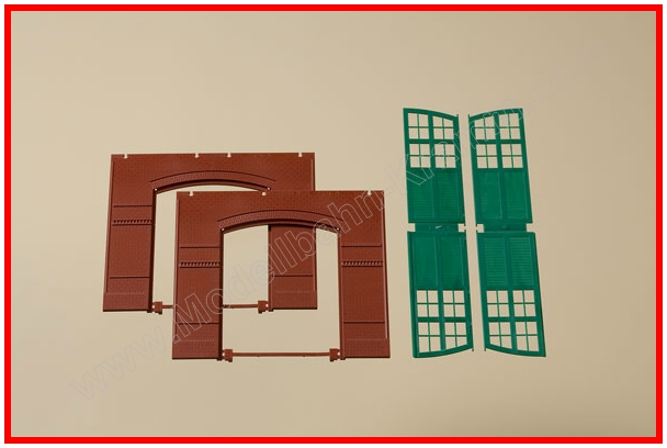 Auhagen 80505, EAN 4013285805051: H0 Wände 2326A rot, Tore I grün